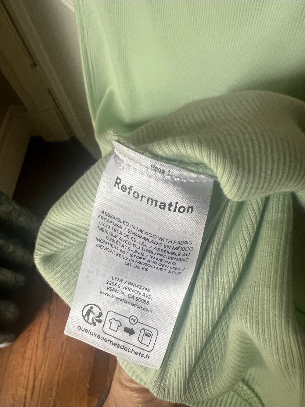 Reformation Mint Ribbed Side-Button Tank - Picture 6 of 6